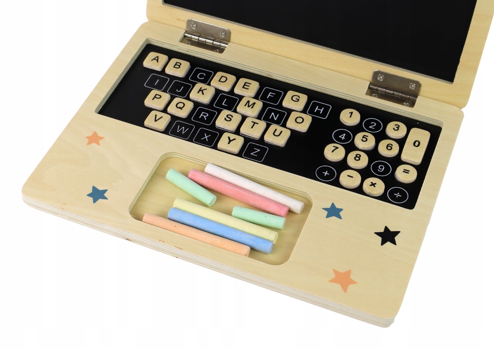 DREWNIANY KOMPUTER LAPTOP DLA DZIECI TABLICA KREDOWA 2 W 1 Marka LEANToys