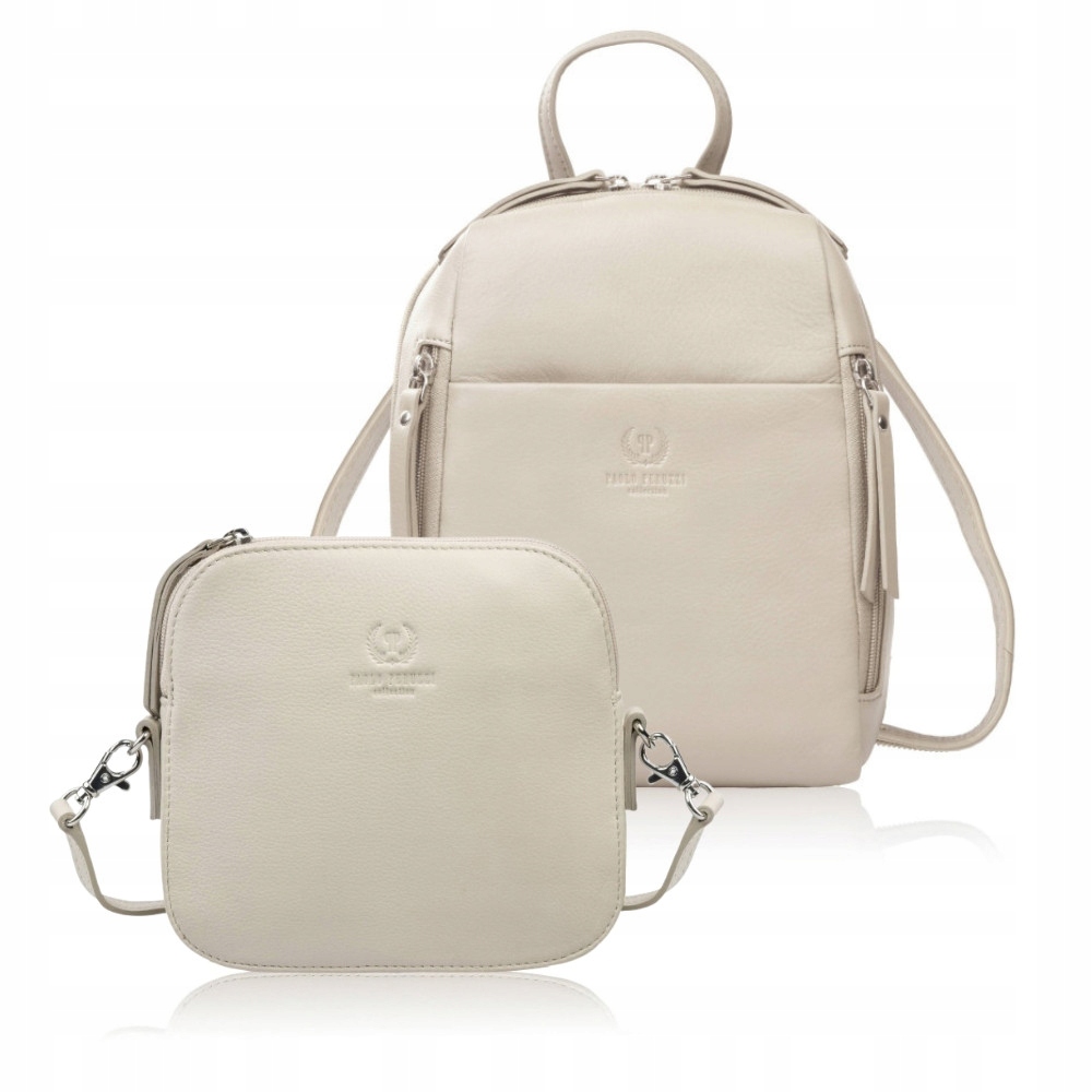 Batoh a malá kabelka přes rameno, béžová, dárková sada