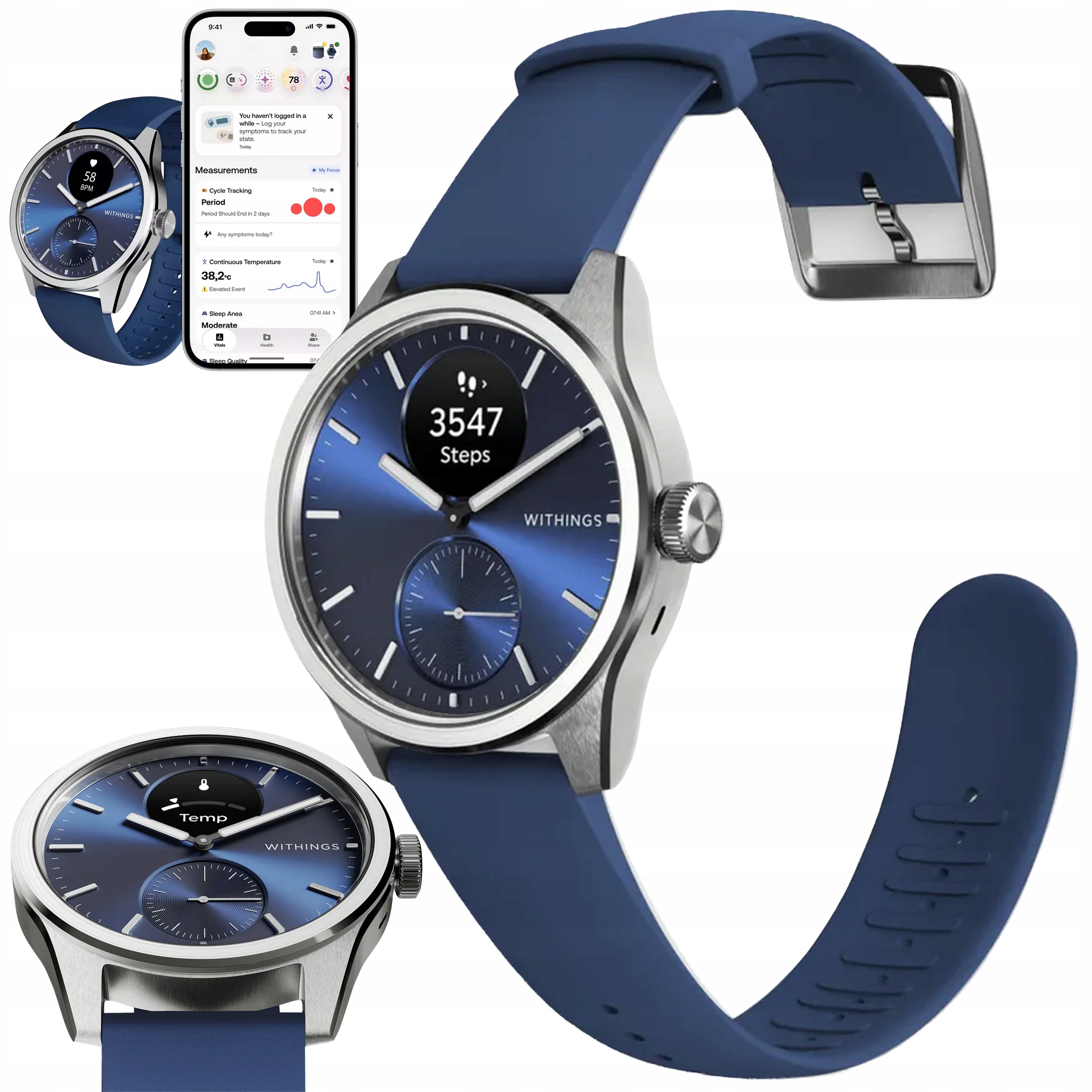 Withings ScanWatch 2 – hodinky 42 mm s Ekg, měření tepu, SPO2, teplota