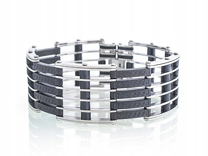 

Solidna męska bransoleta 316L + kauczuk