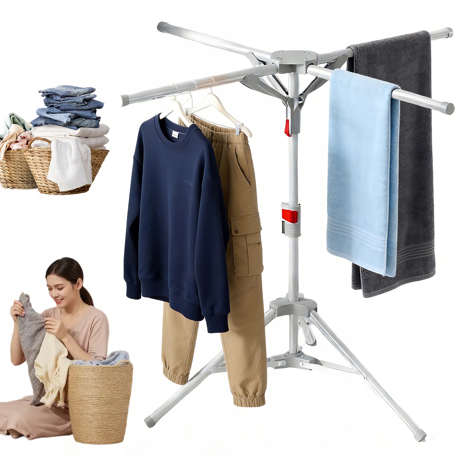 Levně Sušák Stojící 180 CM, Skládací, Výkonný, Vnitřní, 80 Kg