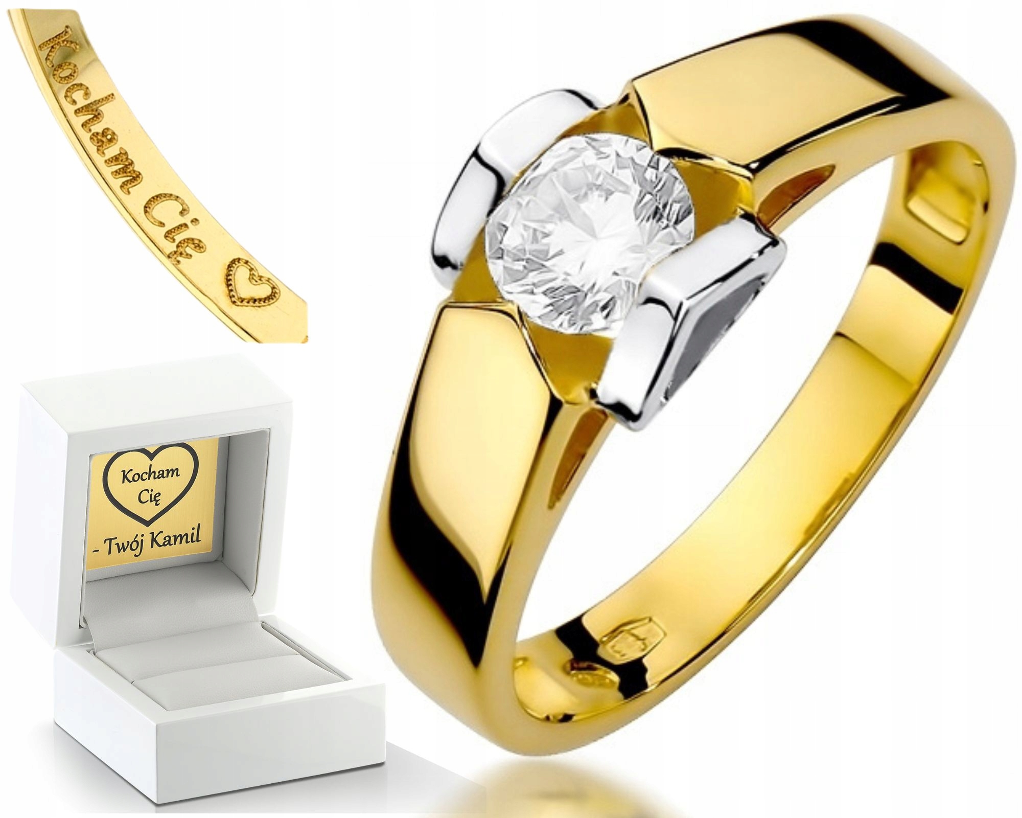 Zlatý Prstýnek S Briliantem A Diamantem Pro Ženu