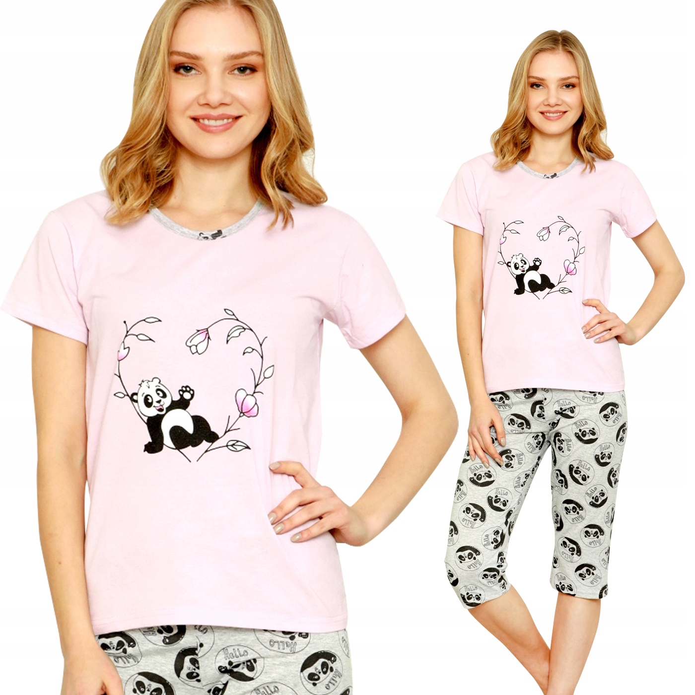 

Bawełniana Piżama Damska 3/4 Krótki Rękaw Jakość