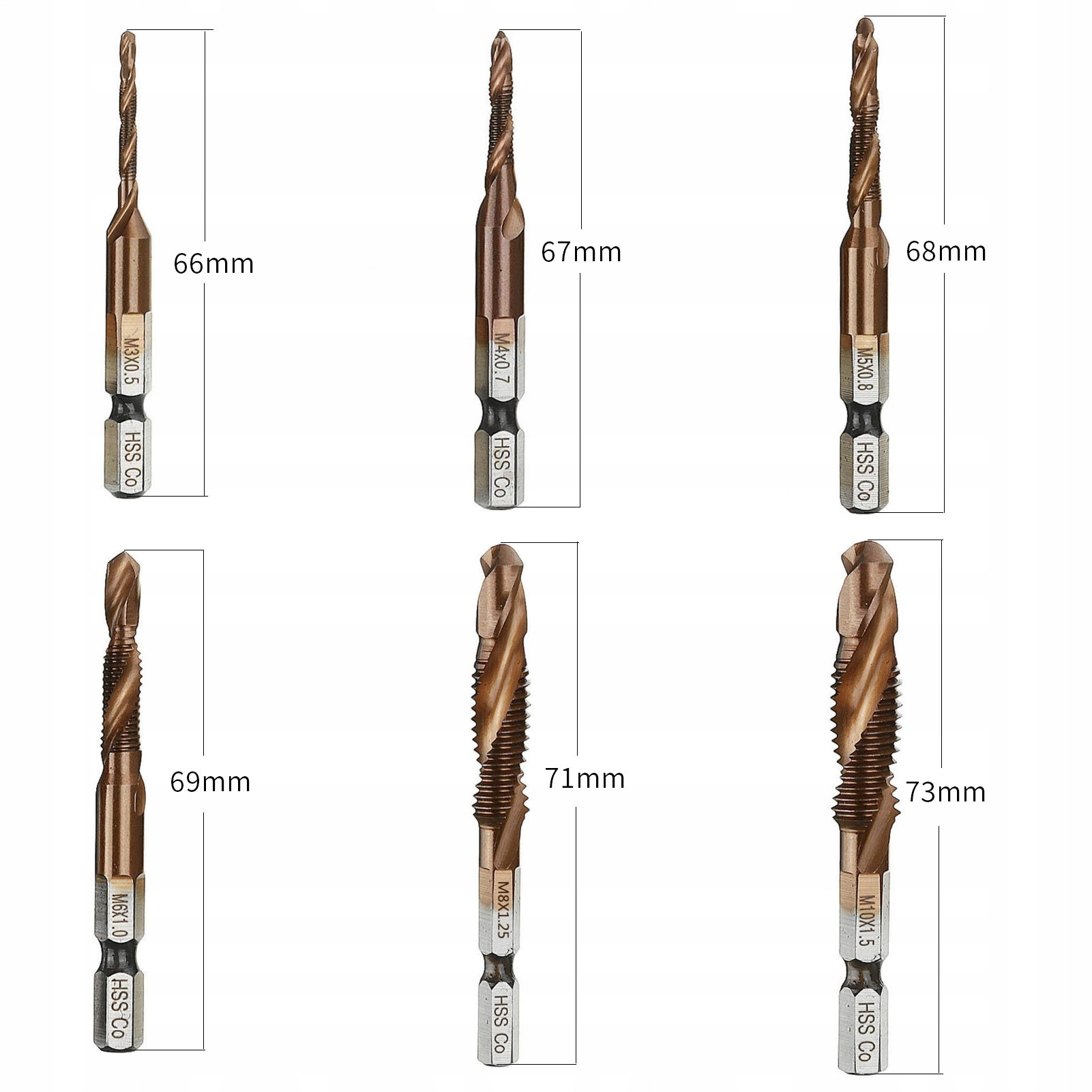 KOBALTOWE WIERTŁA GWINTUJĄCE M3-10M GWINTOWNIKI RS 6szt Kod producenta KOBALTOWE WIERTŁA GWINTUJĄCE