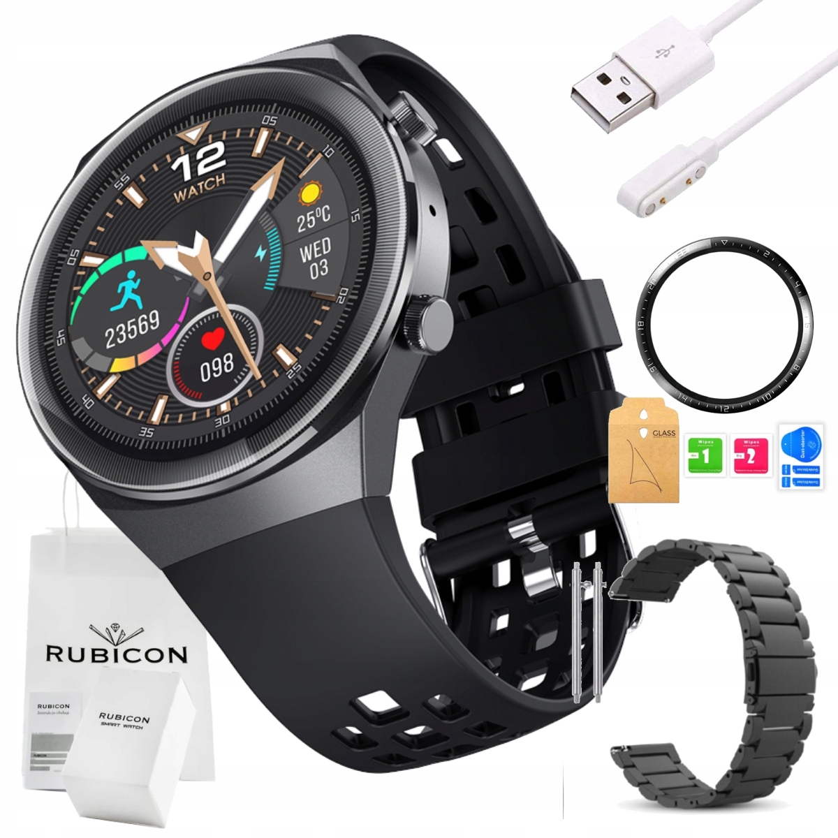 

Smartwatch Zegarek Męski Rozmowy Ekg 2 Paski Szkło