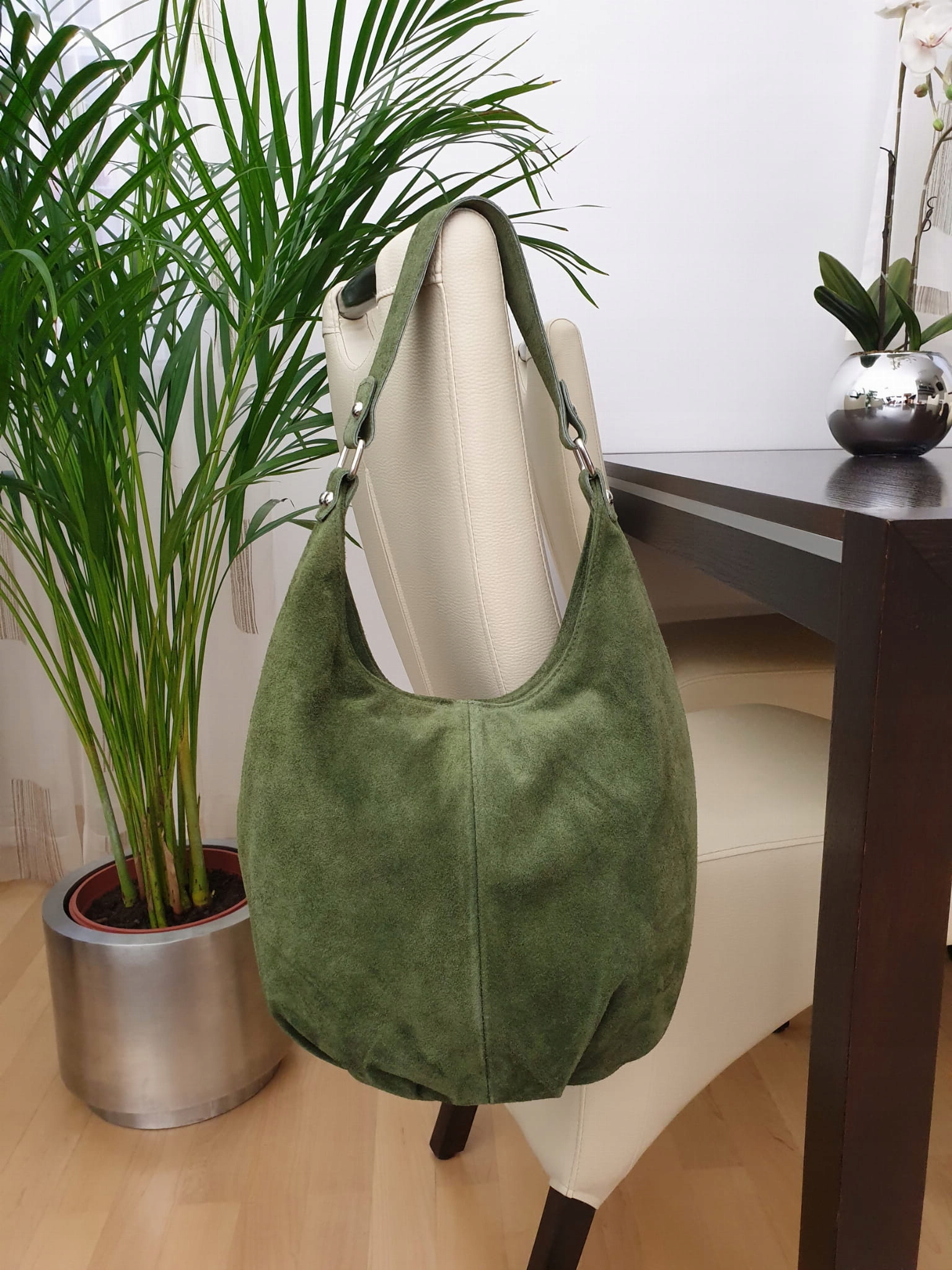 VERA PELLE torebka damska zamszowa worek na ramię BORDOWA Stan opakowania oryginalne