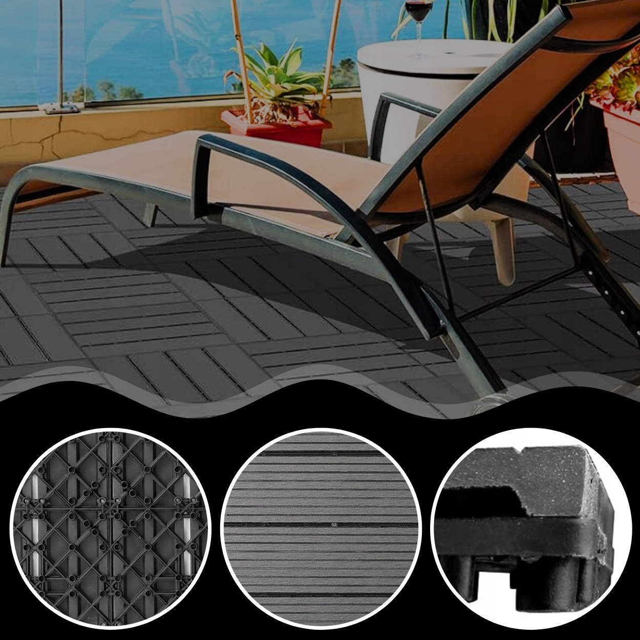 PODEST TARASOWY KOMPOZYTOWY PODŁOGA NA TARAS SZARY DREWNO 30x30x2,5cm Kod producenta EU5100184