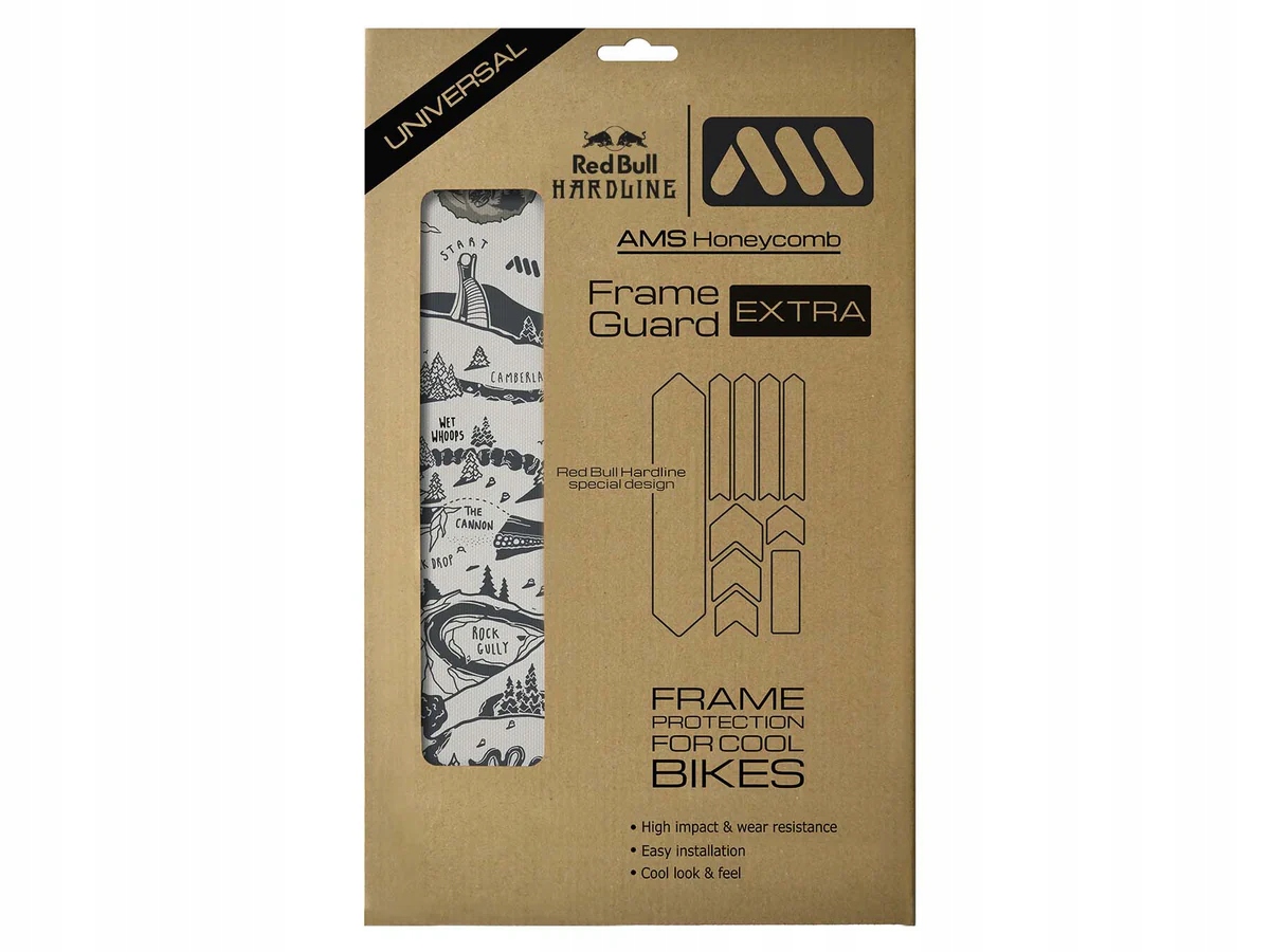 Naklejki Osłona Ochrona Ramy Rowerowej MTB AMS Red Bull Hardline Szare