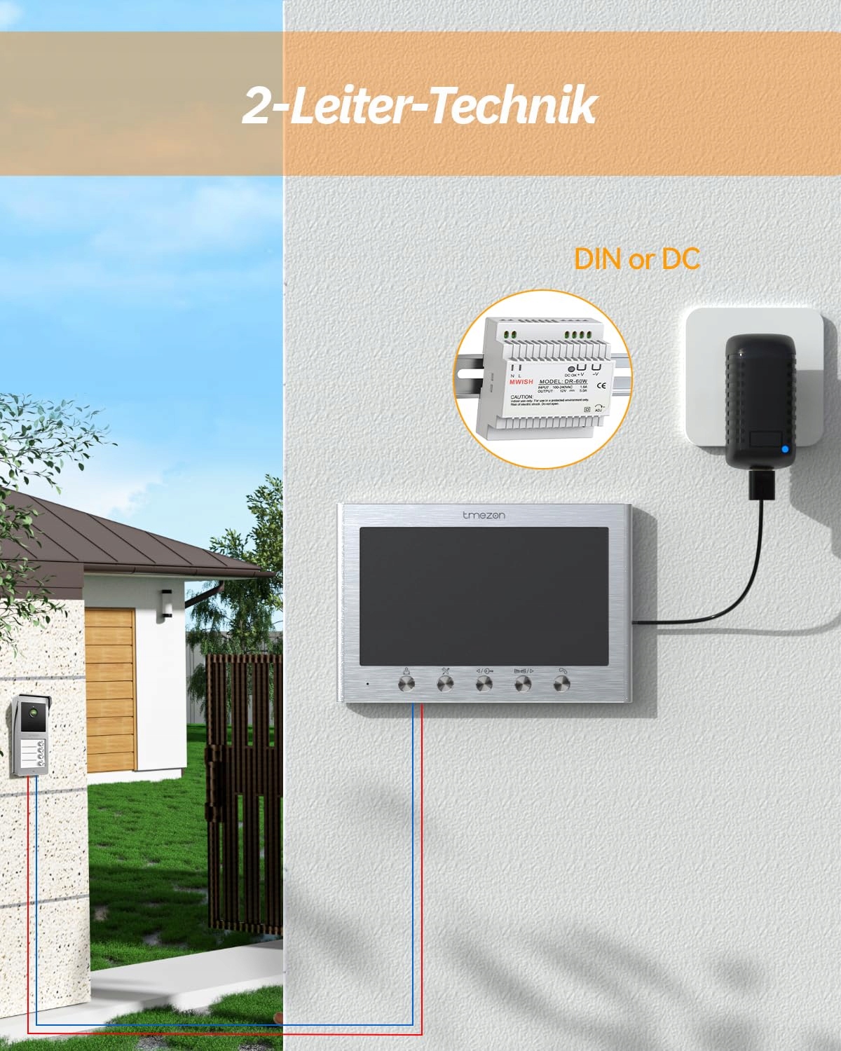 TMEZON Wideodomofon 4-Rodziny 7-Calowy Monitor Kamera HD 2-Drożny Audio — miniatura 8