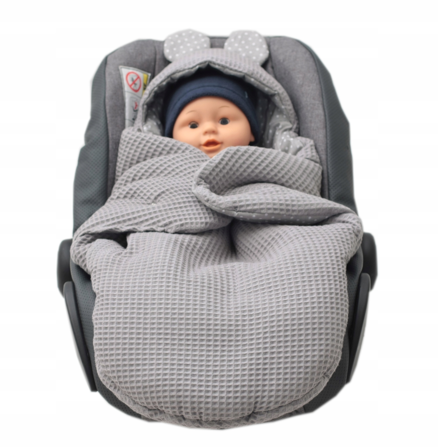 ŚPIWOREK FOTELIK WÓZEK WAFEL SZARY JESIEŃ ZIMA