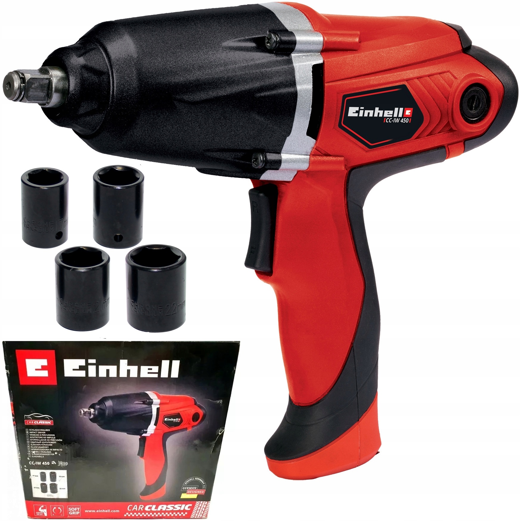 Einhell Elektrický Rázový Uťahovák Cc-iw 450 1/2" 300Nm 2048304 4 Nástavce