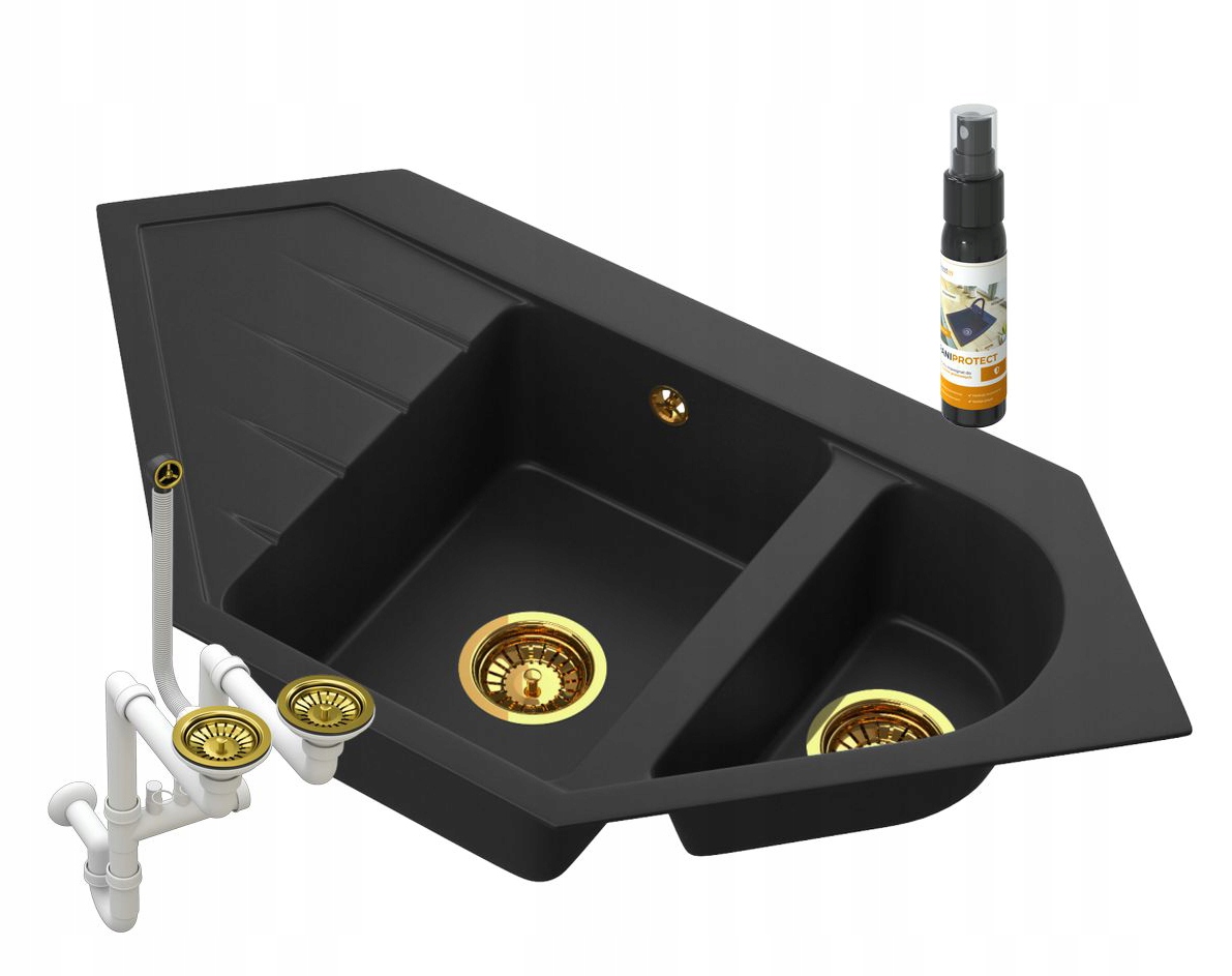 Granitový Drezový Žolík So Zlatým Sifónom