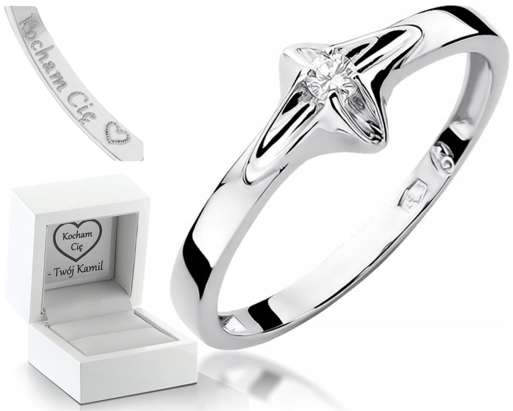 Zlatý Prstýnek S Diamantem 0,585 Bílé Zlato