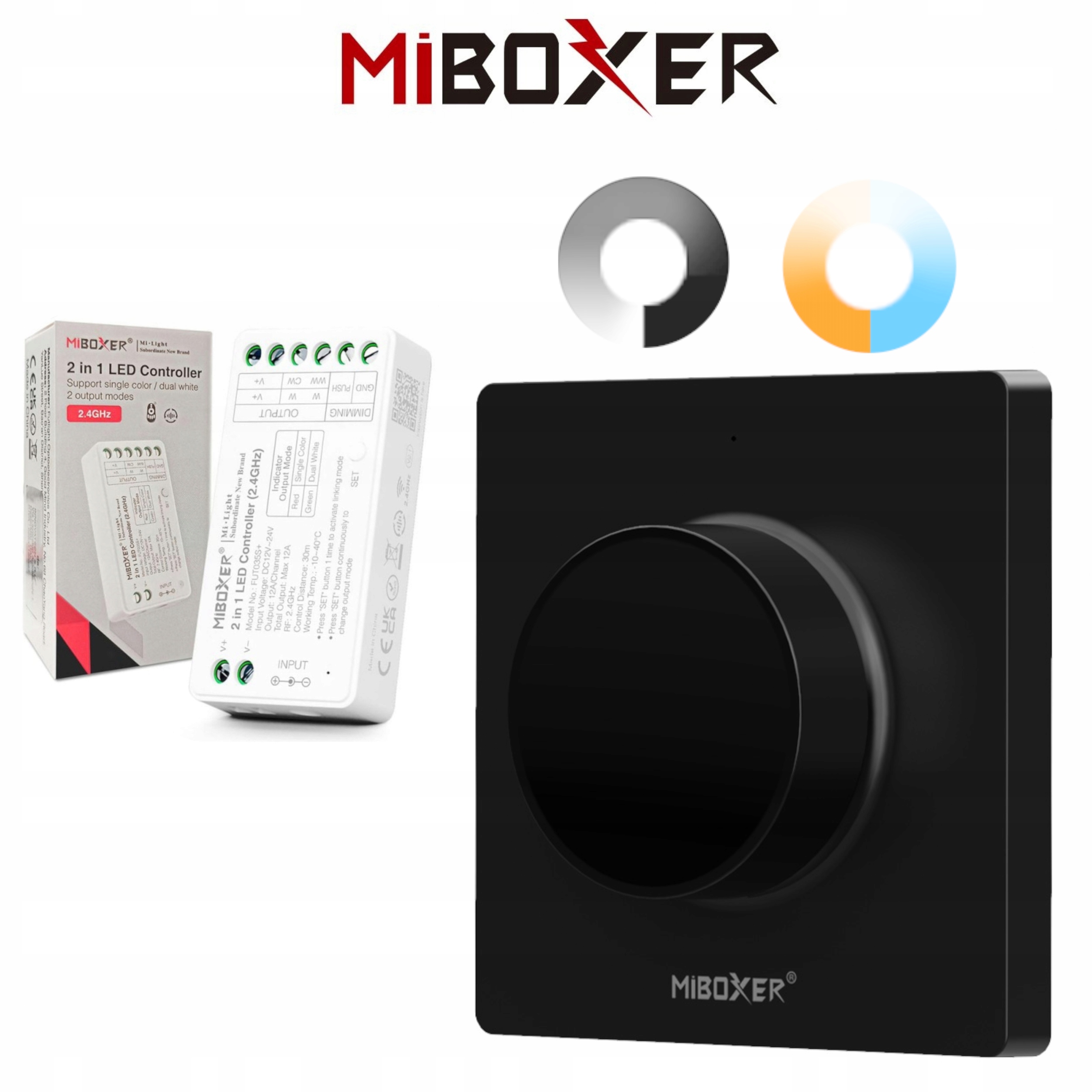 ZESTAW STEROWNIK STREFOWY DO TAŚM LED MONO|CCT + PANEL NAŚCIENNY MIBOXER