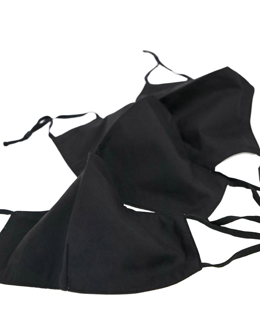 ASOS DESIGN 3 czarne maseczki materiałowe pqh