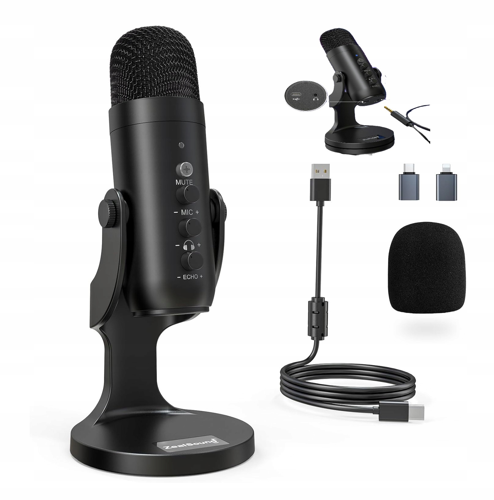 Mikrofon pro počítač Kapacitní herní studiový Karaoke Usb Pc PS5