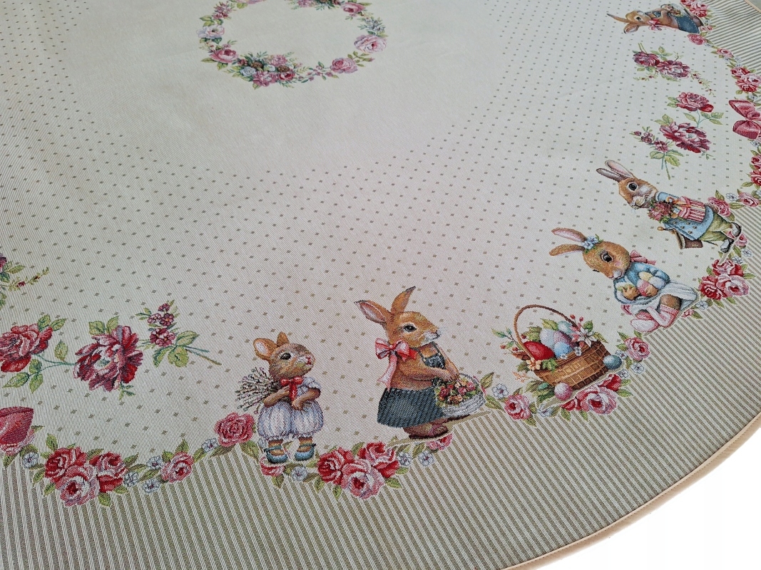 Velikonoční ubrus kulatý průměr 165 cm 1292LI Zajíčci