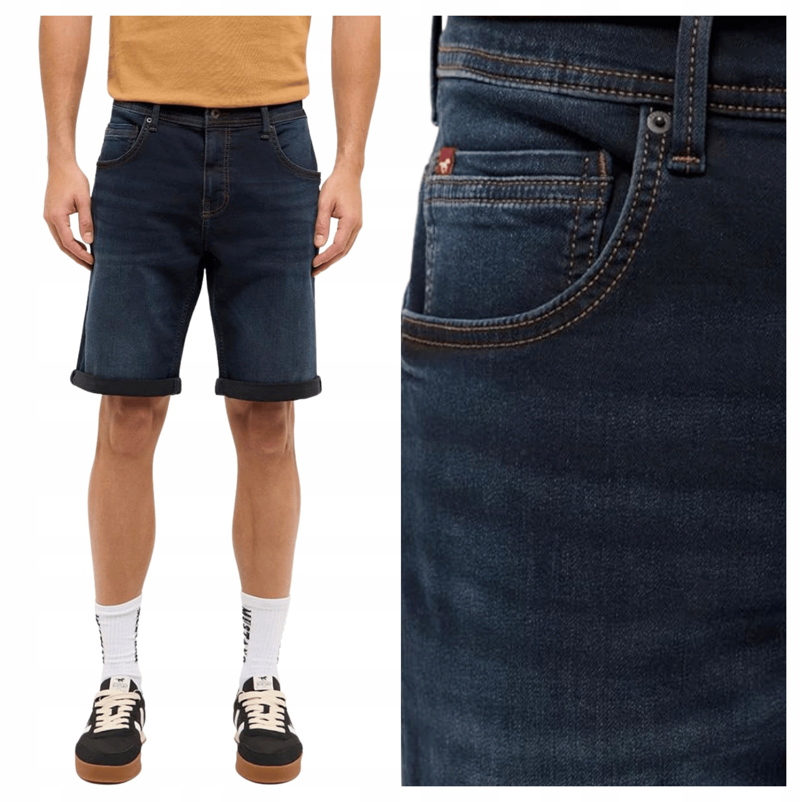Pánské šortky Mustang Chicago Shorts Modré Džínové Klasické W31