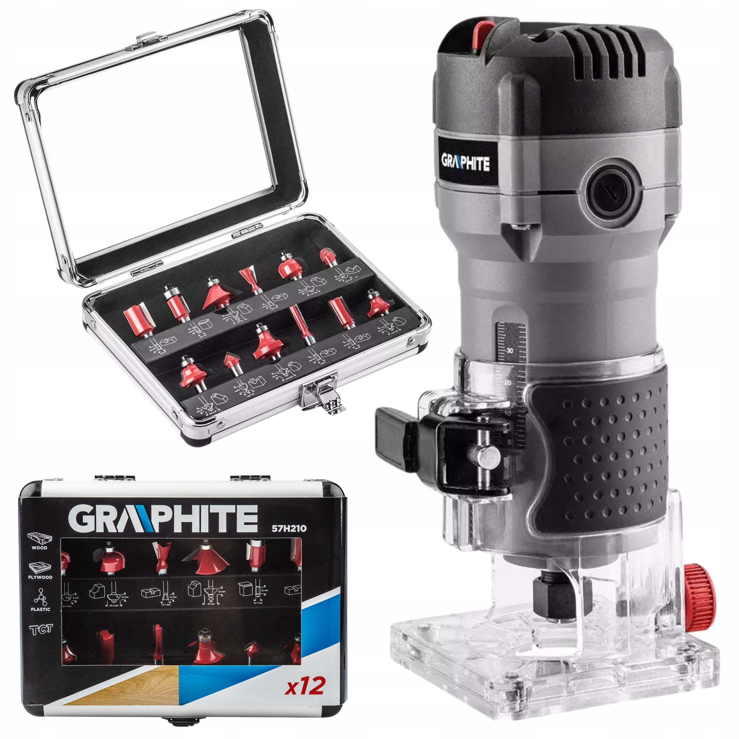 Graphite Frézka okrajová 510W Frézy 12 ks Horní vřetenová 6-8 mm