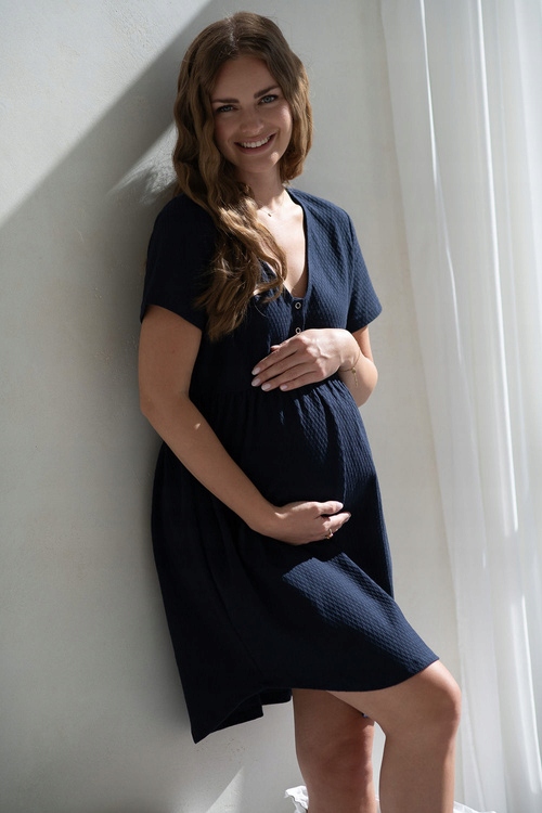 Aurora noční těhotenská a na kojení košile, modrá, Milk&Love