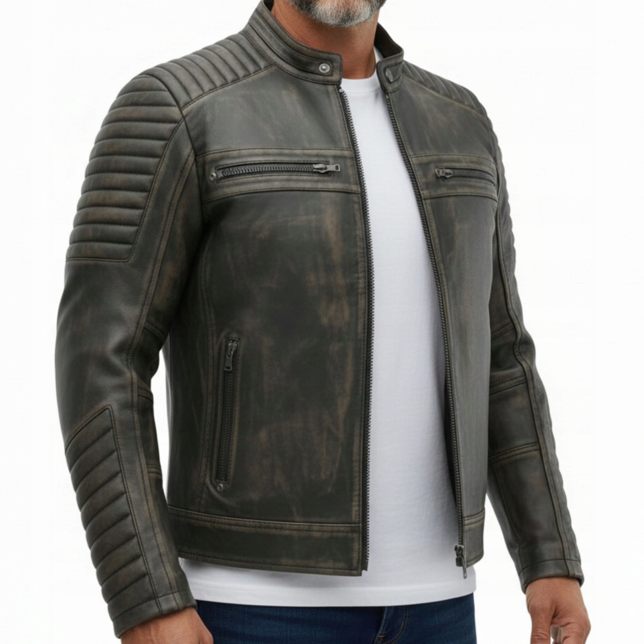 Pánská kožená bunda Vintage černá 3XL