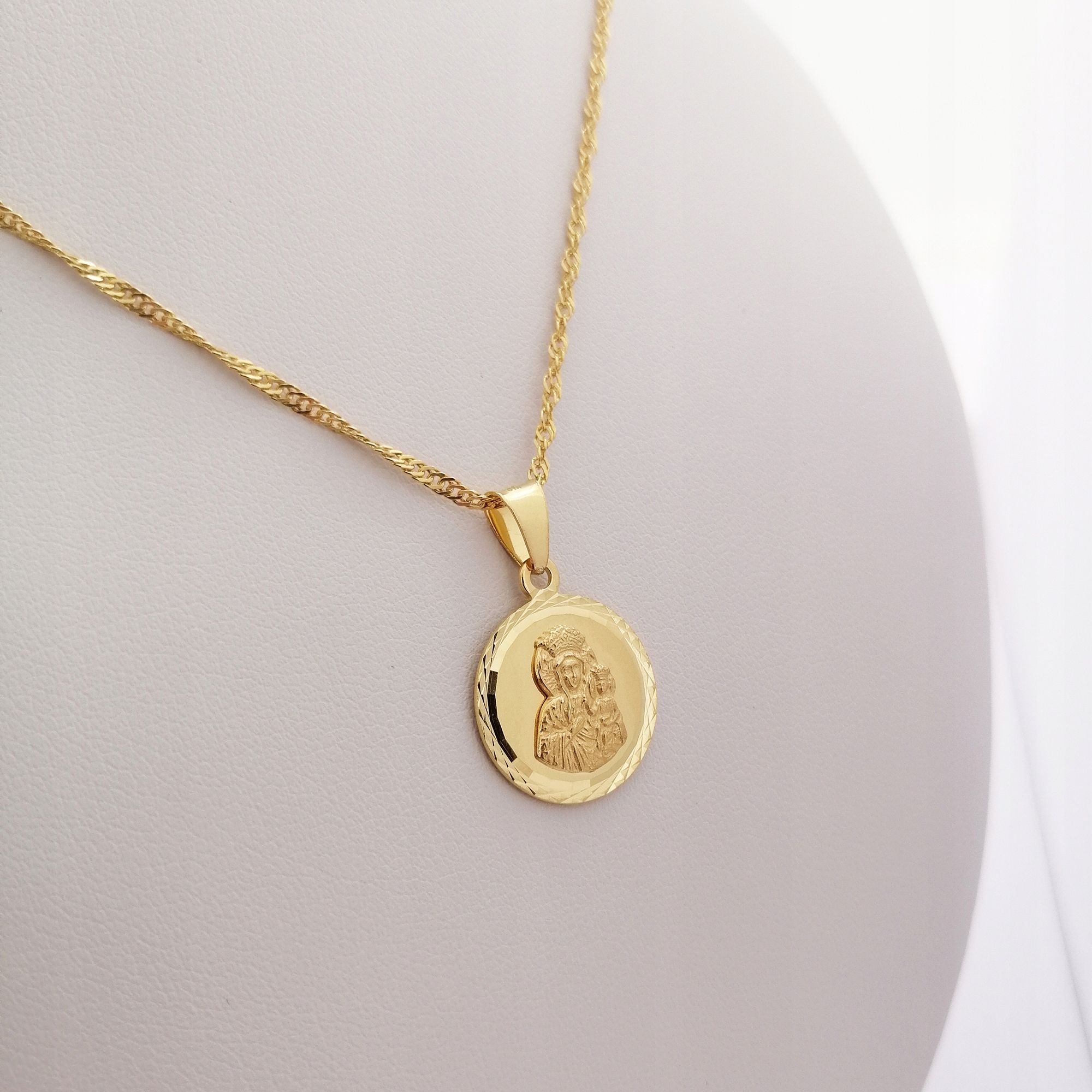 ZŁOTY ŁAŃCUSZEK SINGAPUR+MATKA BOSKA GRAWER GRATIS Marka Golden Celebrity