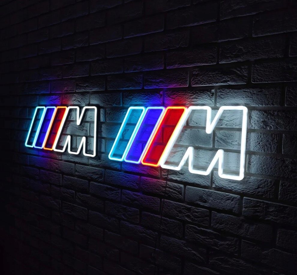 Bmw M-Power Neon Led Dekoracja Ścienna Usb 30X12CM Lampka Tryb Ściemniania