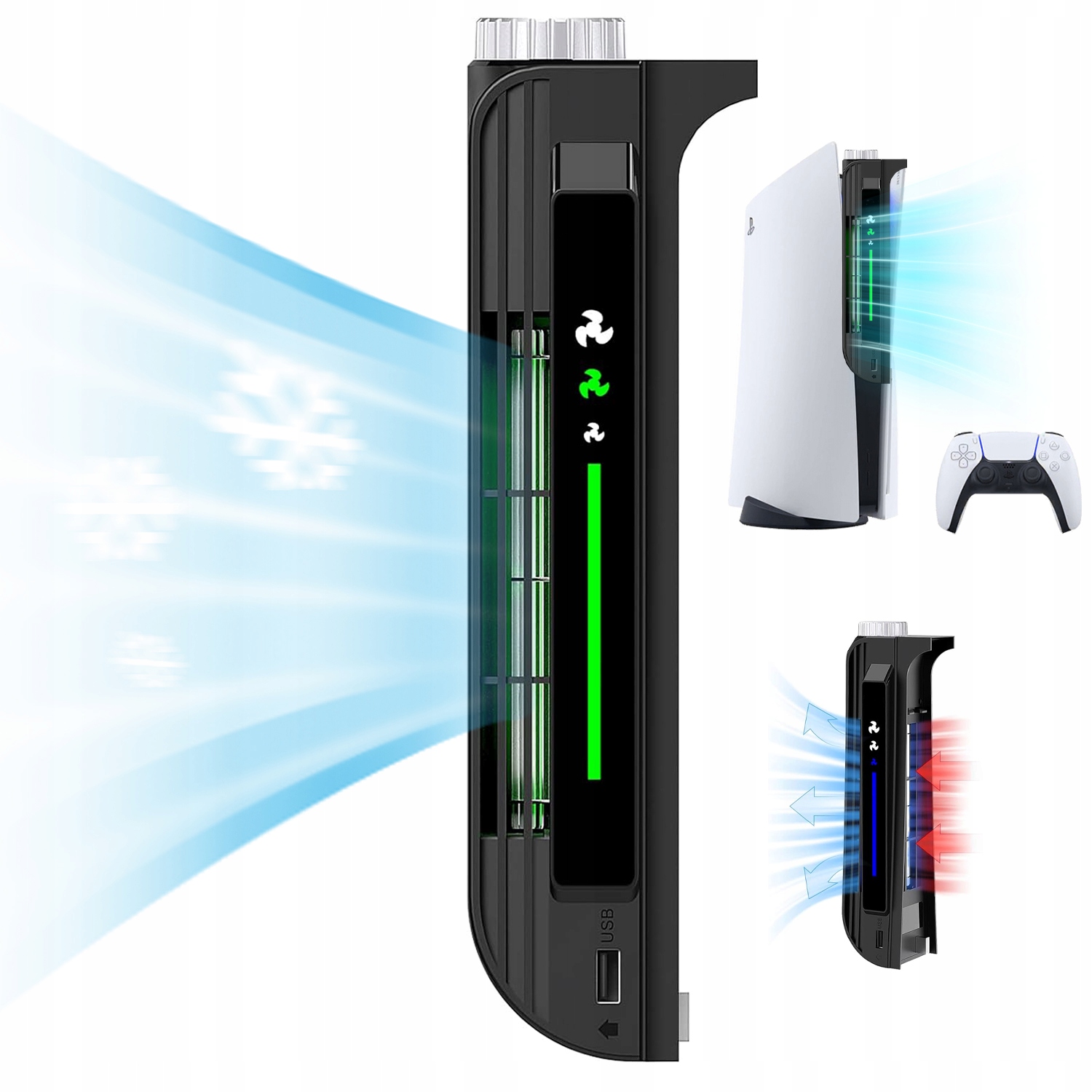 Wentylator Do PS5 Z Regulowaną Prędkością I Led Wszystkie Funkcje