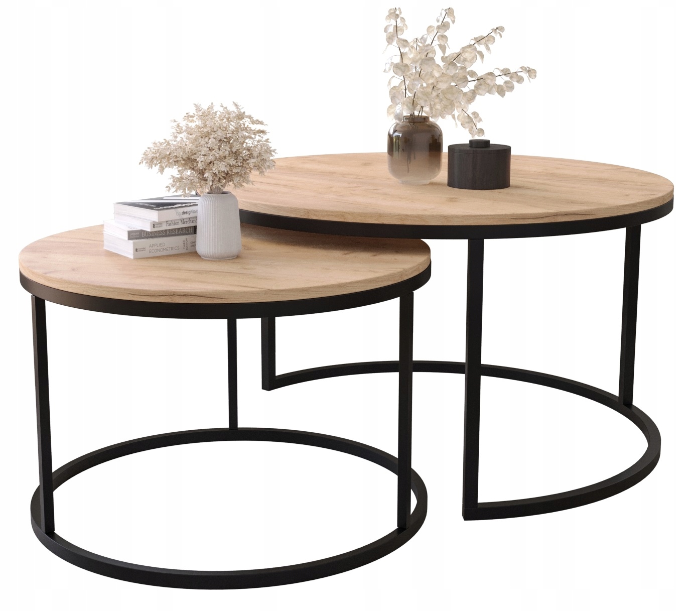 

Stolik Kawowy 2w1 Okrągły 80/60CM Dąb Craft Złoty