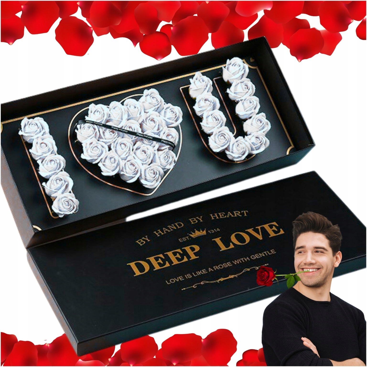 Flower Box Led Mýdlové Růže Bílé Dárek Na Svátek Matek Pro Ni