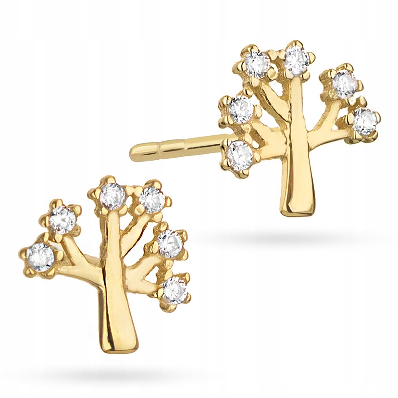 Złote kolczyki Drzewko Szczęścia z cyrkonią pr 333