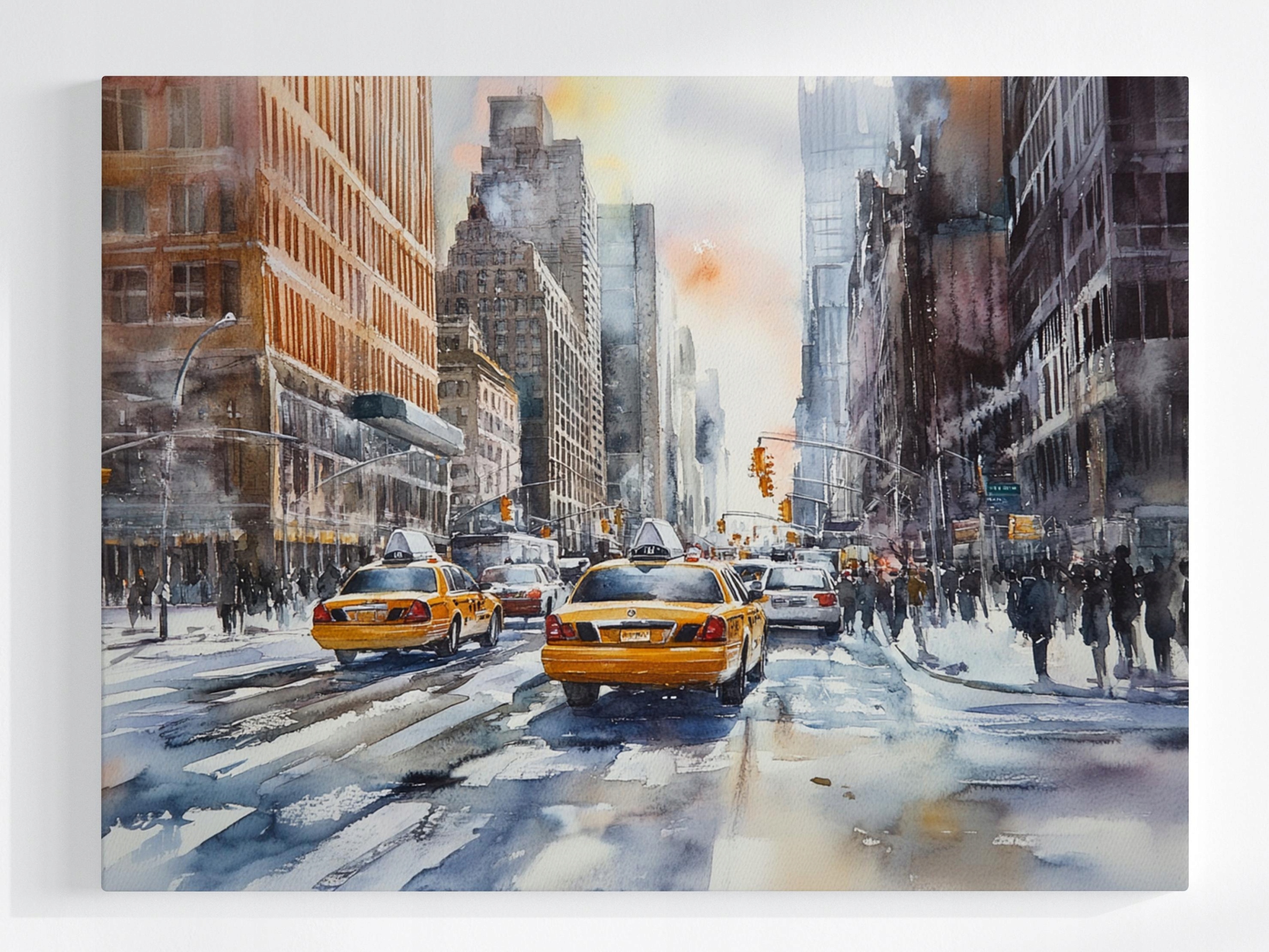 Obraz Na Plátně Canvas Akvarel New York Taxislužba New York Taxi 100x75