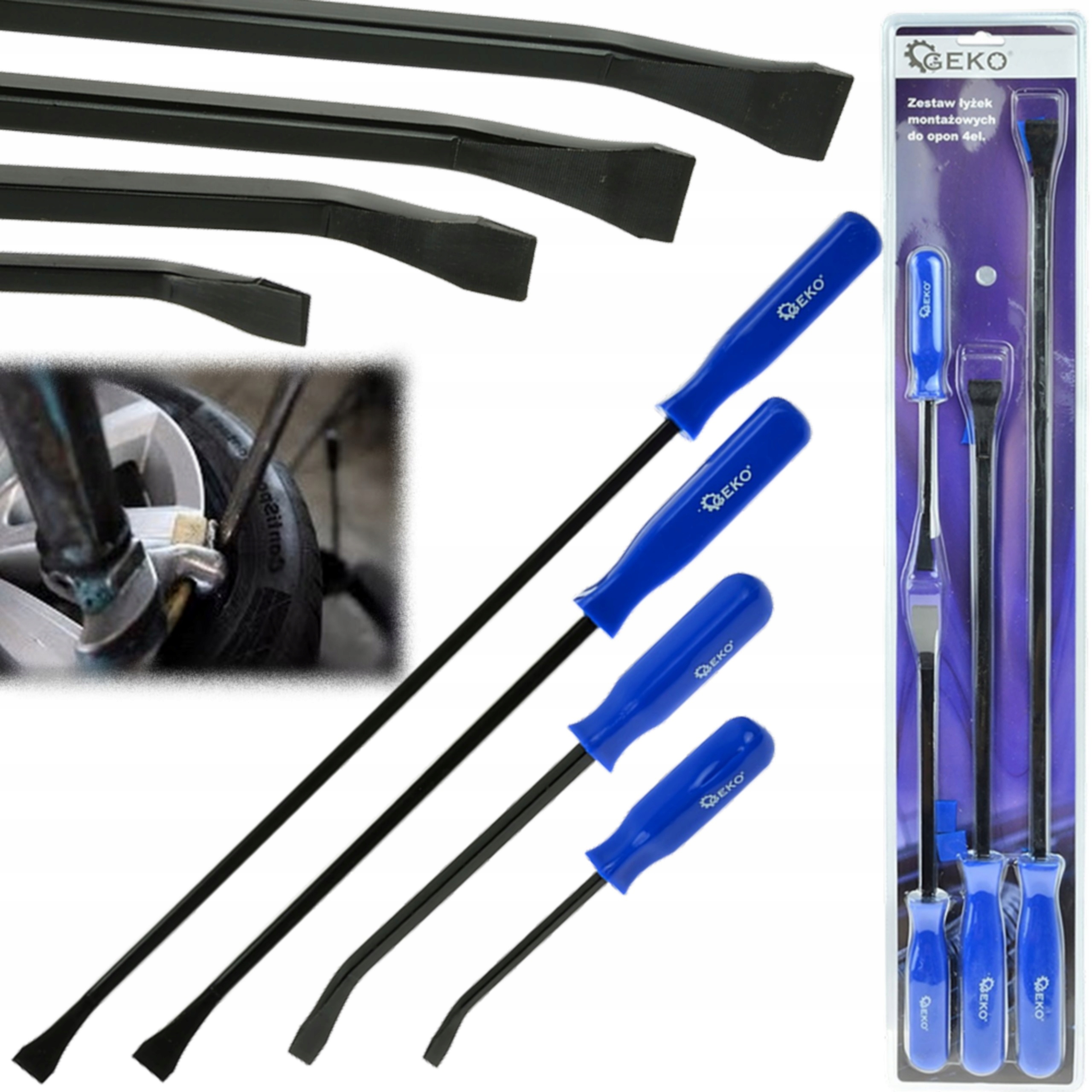 Zestaw 4 łyżek montażowych warsztatowych Łomy Dźwignie Łyzki do opon