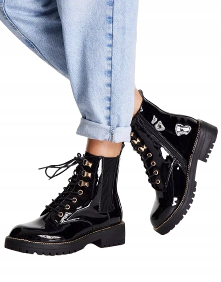 Dámské Kotníkové Boty Černé Klasické Lakované 39 Uad