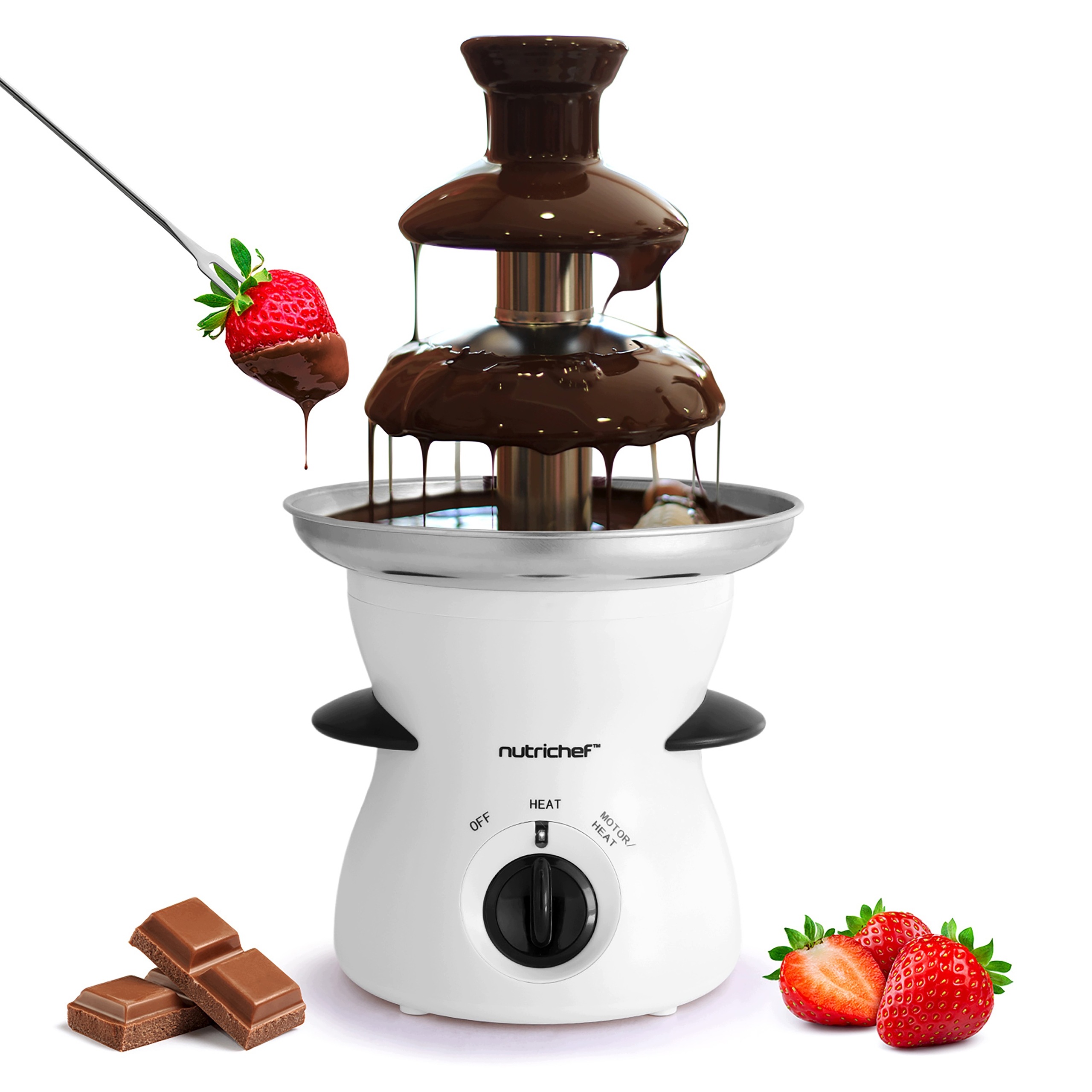 Fondue 3-ÚROVŇOVÁ Sada Elektrická Fontána Na Čokoládu 475 ML