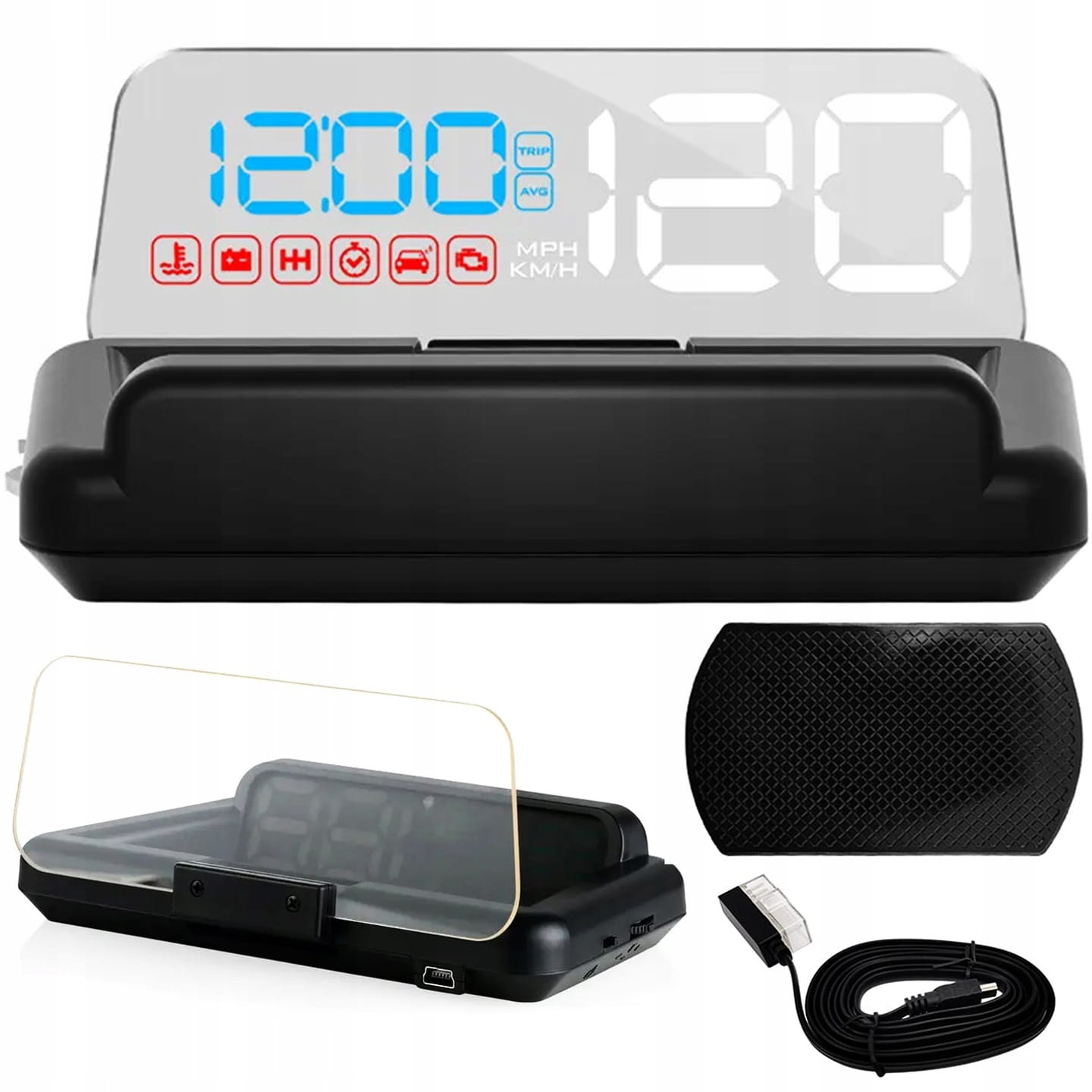 Projekčný displej Hud OBD2 s priehľadným výklopným displejom