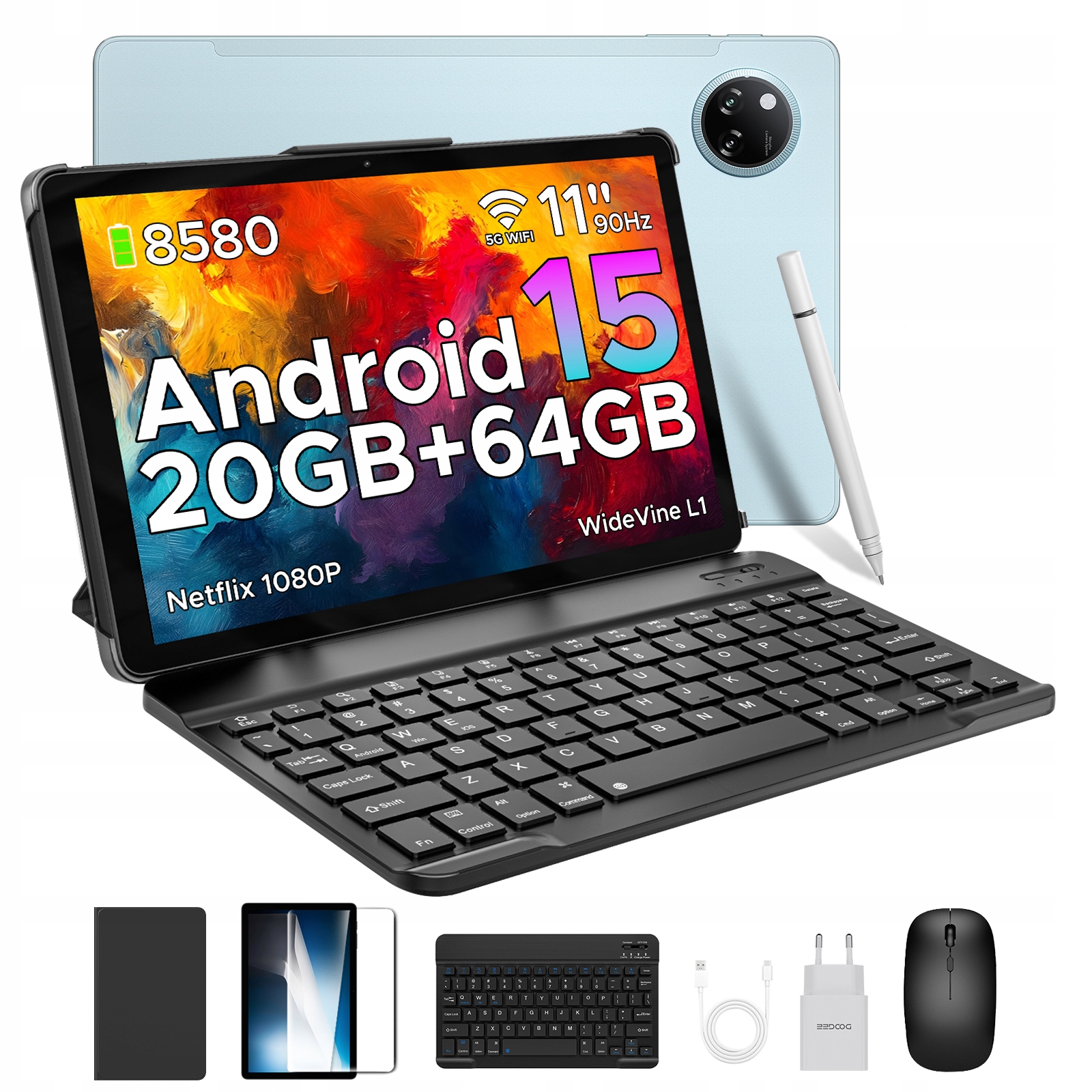Tablet Doogee TabA9+ s Androidom 15, 11“ 20" Ram, 64 Gb, 8580 mAh, 13 Mp, 90 Hz, Otg, Keby, pero