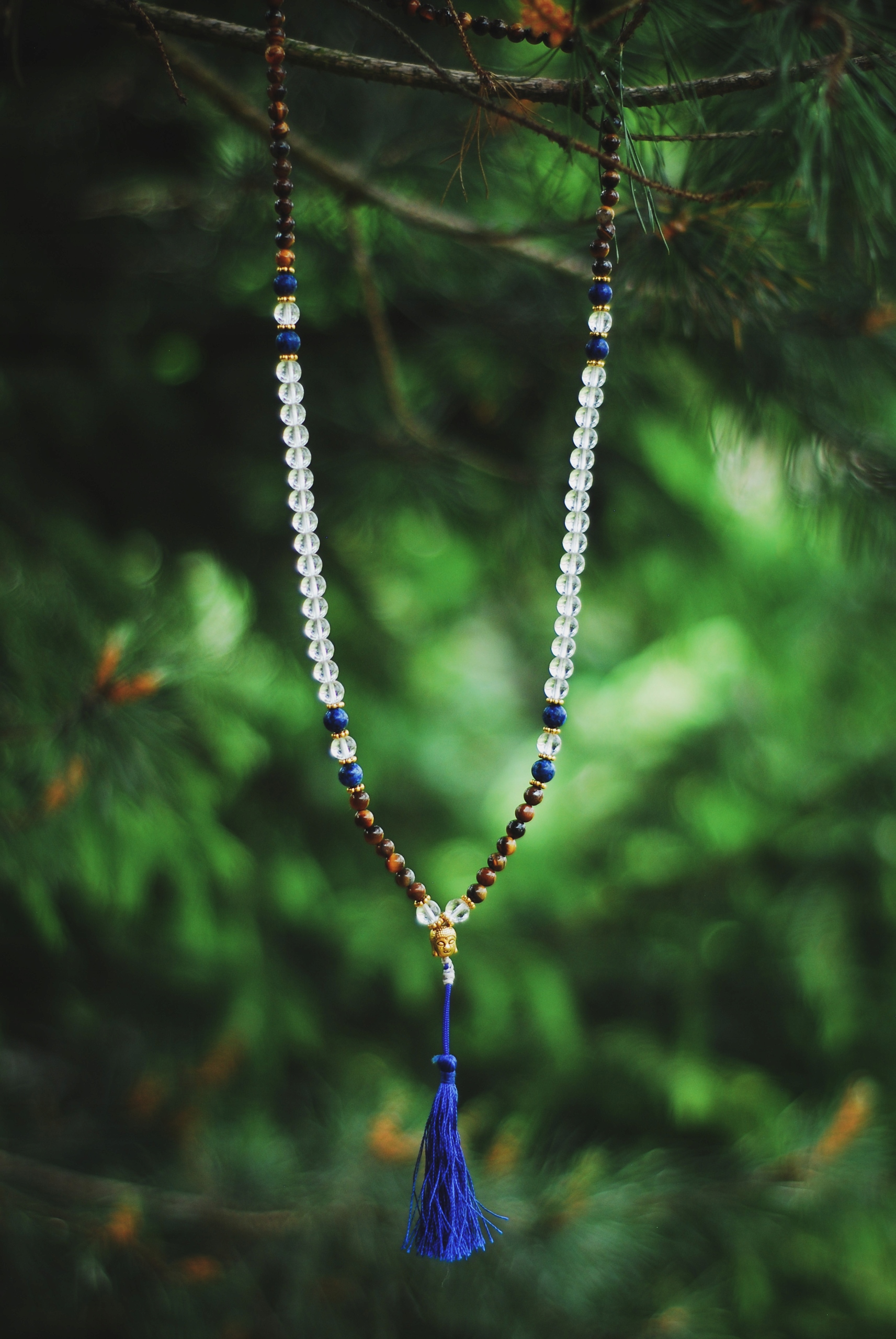 Mala buddhistický křišťál tygří oko om buddhistický růženec 0,8 cm