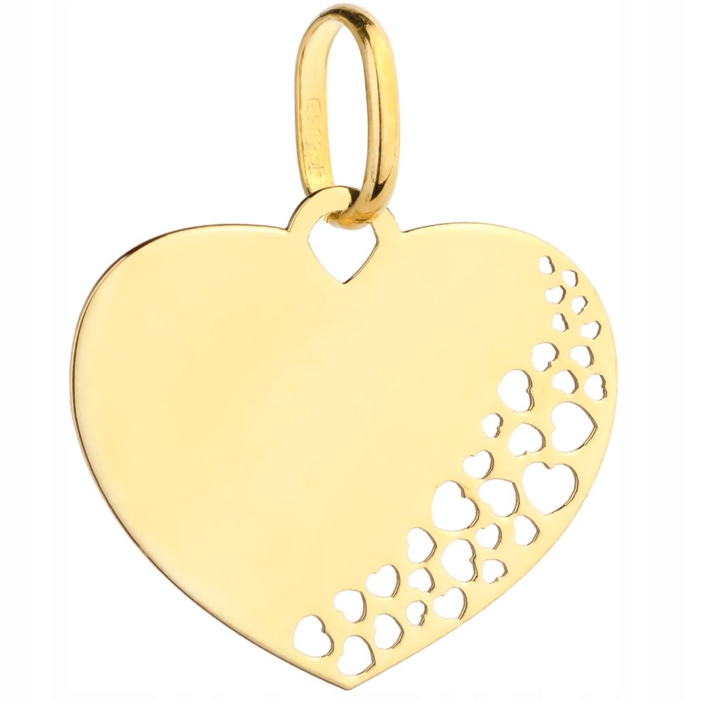Zlatý přívěsek srdce ažur gravírování pr.585