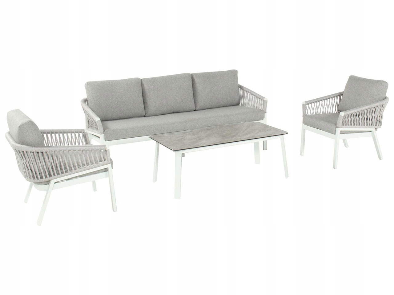 Sedací souprava Rosalie, 4dílná, se stolem, šedá, 120 x 60 cm