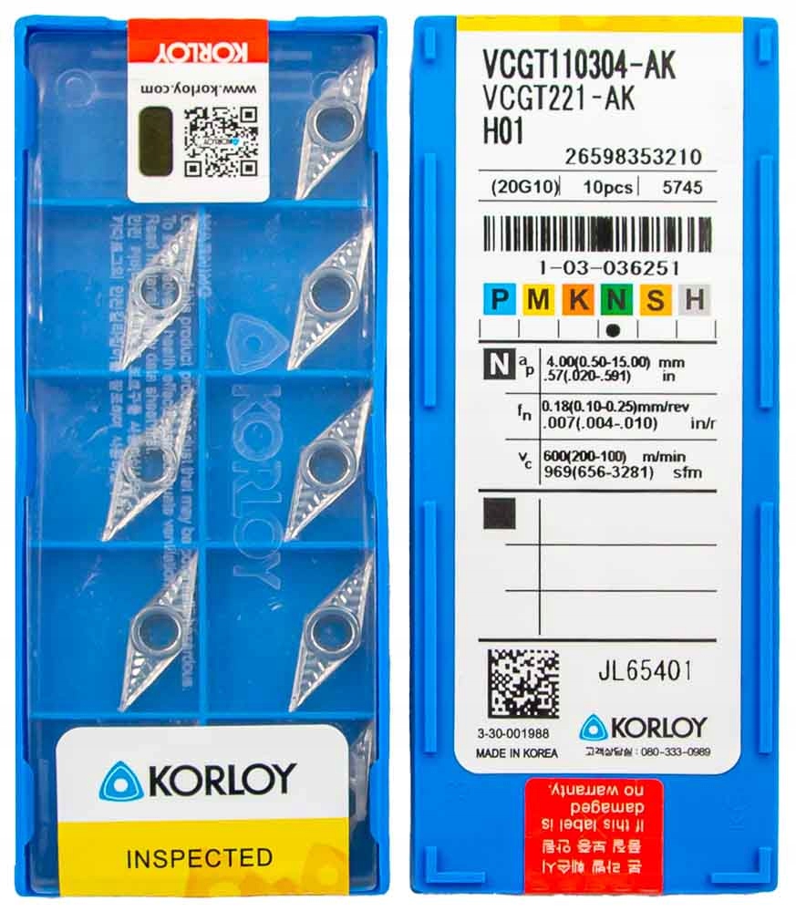 PŁYTKI WĘGLIKOWE VCGT110304 H01 KORLOY 10 szt.