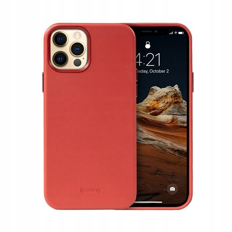 Crong Essential Cover – Pouzdro z ekologické kůže pro iPhone 12 Pro Max (červené)