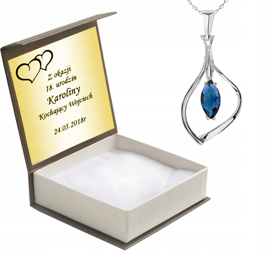 

Wisiorek Z Szafirową Cyrkonią I Łańcuszkiem Grawer