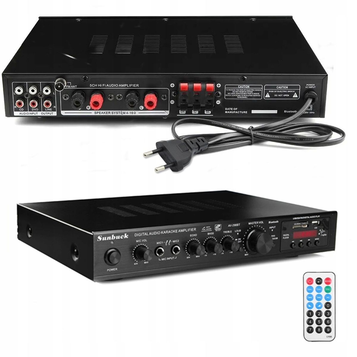 Receiver Stereo Hi-fi Zesilovač Bluetooth Rádio Digitální Zesilovač