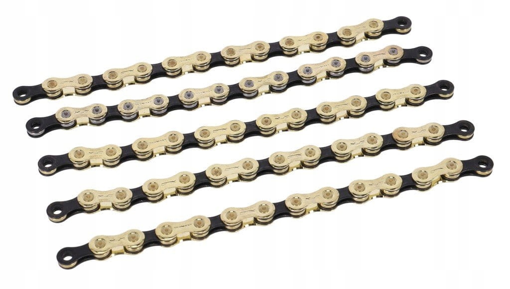 Łańcuch XLC 10rz złoto czarny 114 ogniw 1/2 x 11/128 10s Spinka Quick