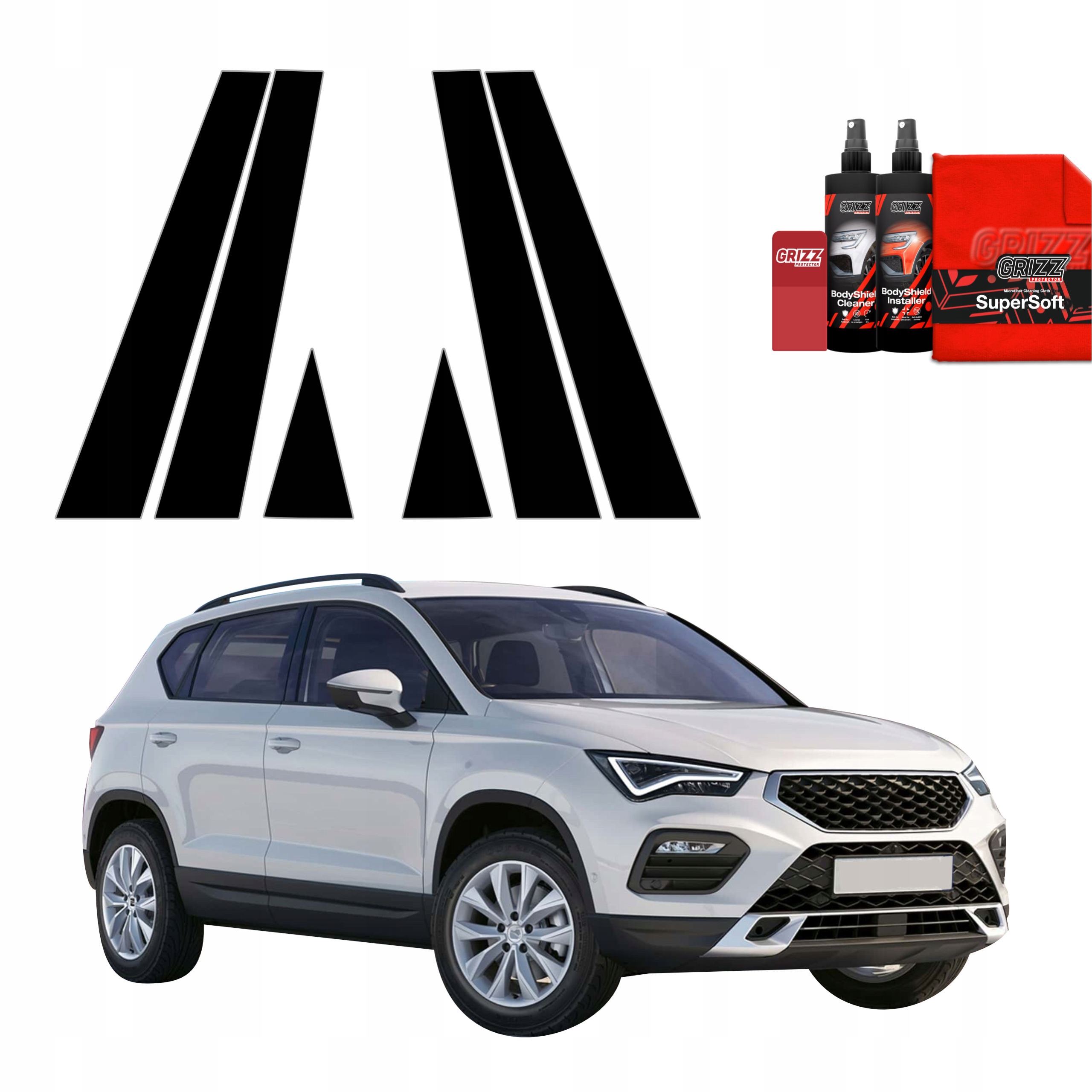 6v1 Černá fólie na sloupky pro Seat Ateca (2020-2025)