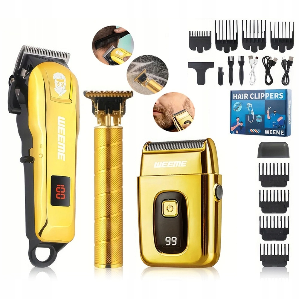 Profesionální Bezdrátový Zastřihovač Vlasů Wet&dry Usb Sada 11V1