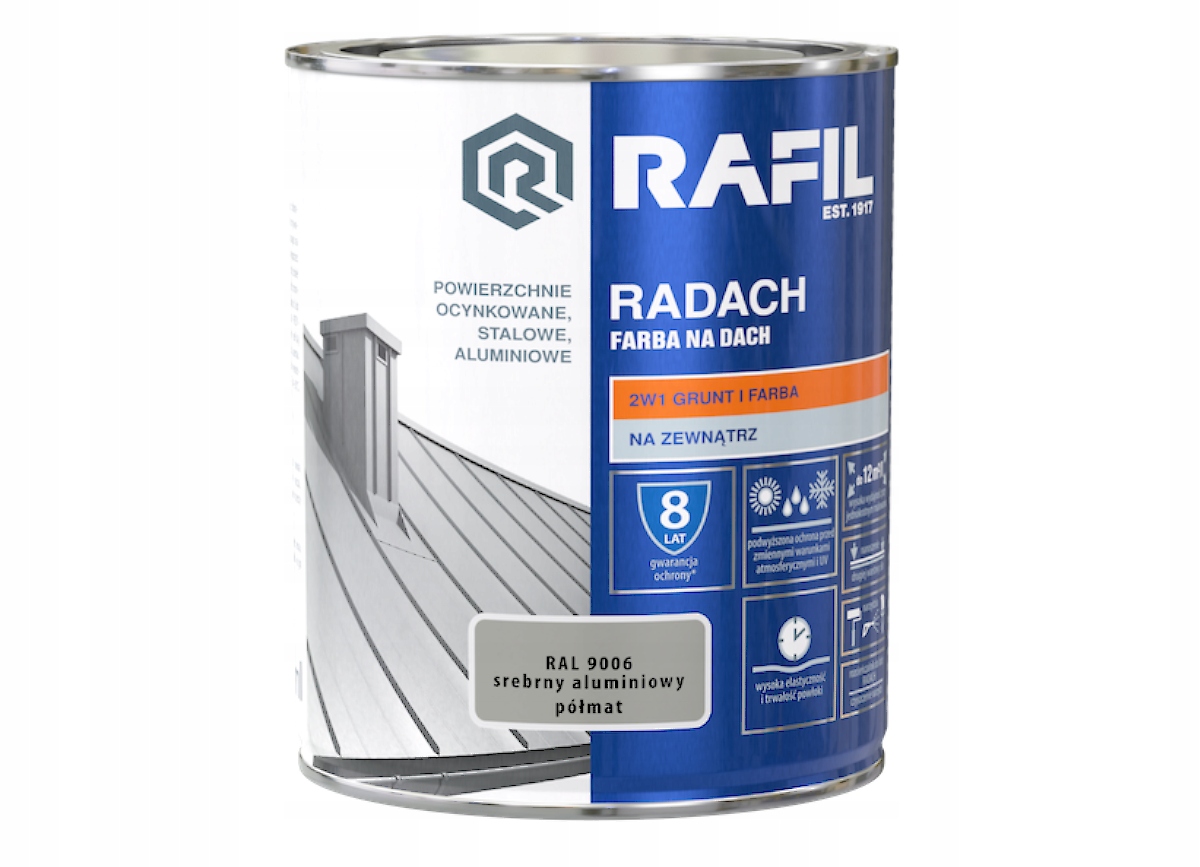 Farba na Dach Radach Półmat Srebrny 0,75L RAFIL