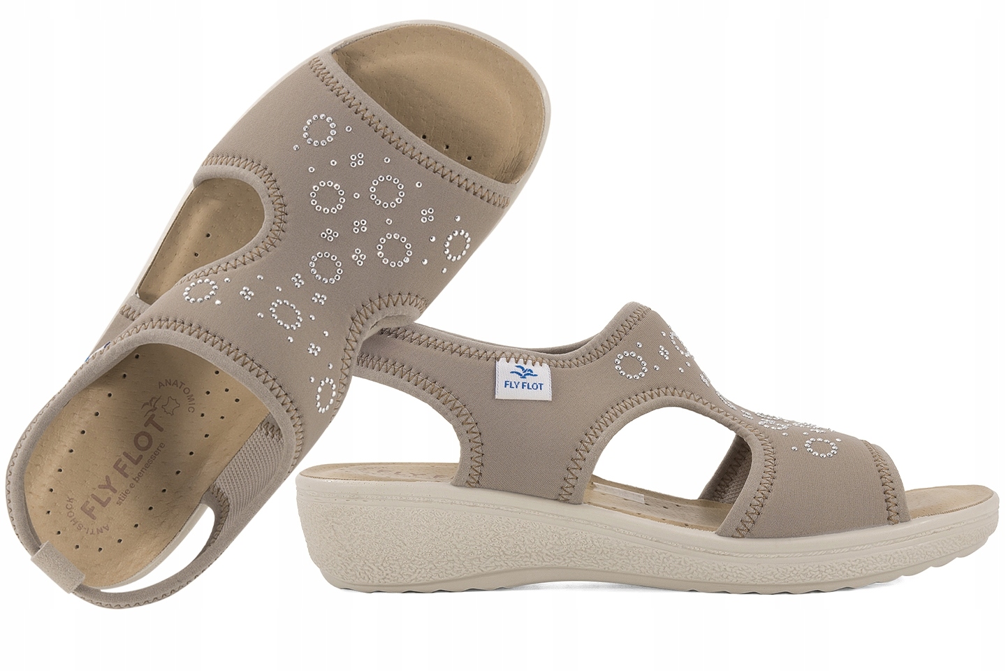 Fly Flot 55H76LE Dámské Textilní Sandály Na Haluksy Koturn Pu 41 Béžová