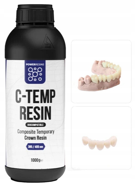 Uv živica PowerResins Temp Medium Zubná 1 kg 1 l pre 3D tlačiareň